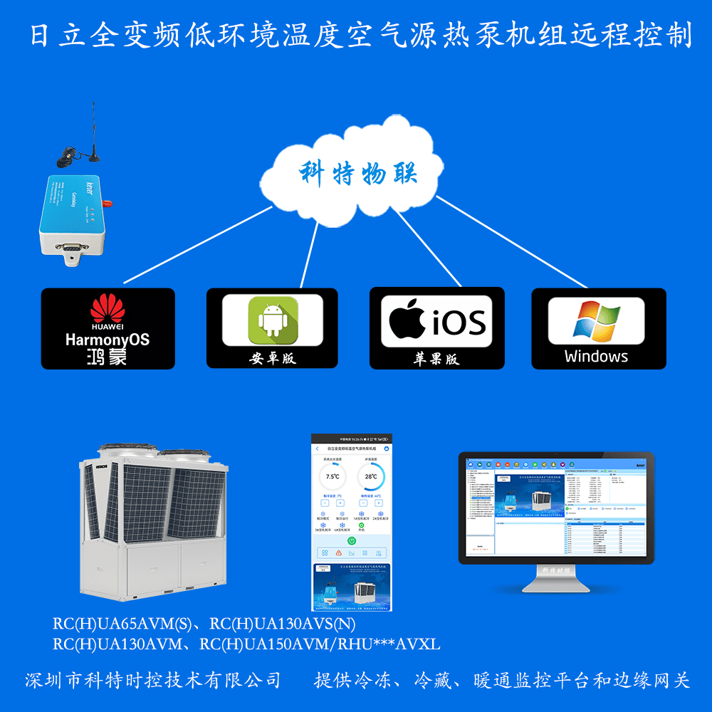 日立全变频低环境温度空气源热泵机组远程控制网关产品图