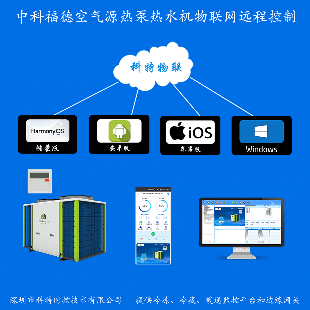 中科福德商用循环加热空气源热泵热水机远程控制网关
